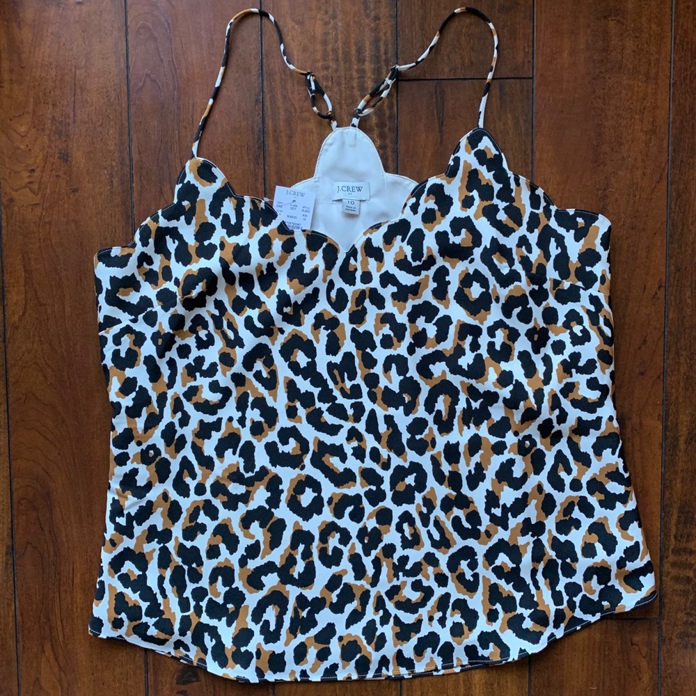 J. Crew Factory Scalloped Cami Top Leopard size 10
